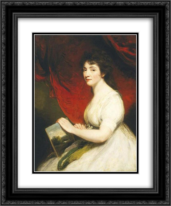 Miss Mary Linwood 20x24 Black Ornate Wood Framed Art Print Poster with Double Matting by Hoppner, John
