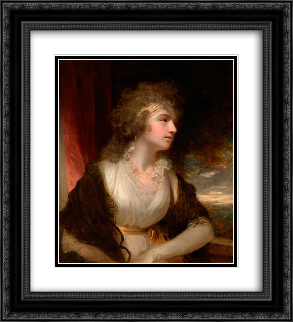 Portrait of a lady 20x22 Black Ornate Wood Framed Art Print Poster with Double Matting by Hoppner, John