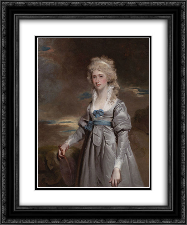 Portrait of Charlotte Walsingham, Lady Fitzgerald 20x24 Black Ornate Wood Framed Art Print Poster with Double Matting by Hoppner, John