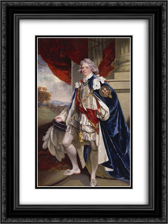 Portrait of George IV, when Prince of Wales 18x24 Black Ornate Wood Framed Art Print Poster with Double Matting by Hoppner, John