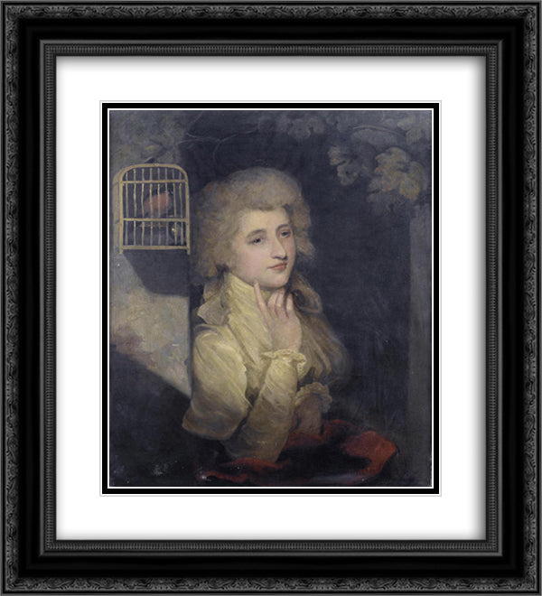 Portrait of Mrs Young 20x22 Black Ornate Wood Framed Art Print Poster with Double Matting by Hoppner, John