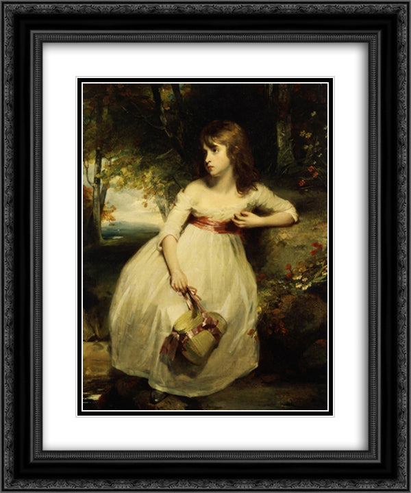 The Little Gardener 20x24 Black Ornate Wood Framed Art Print Poster with Double Matting by Hoppner, John