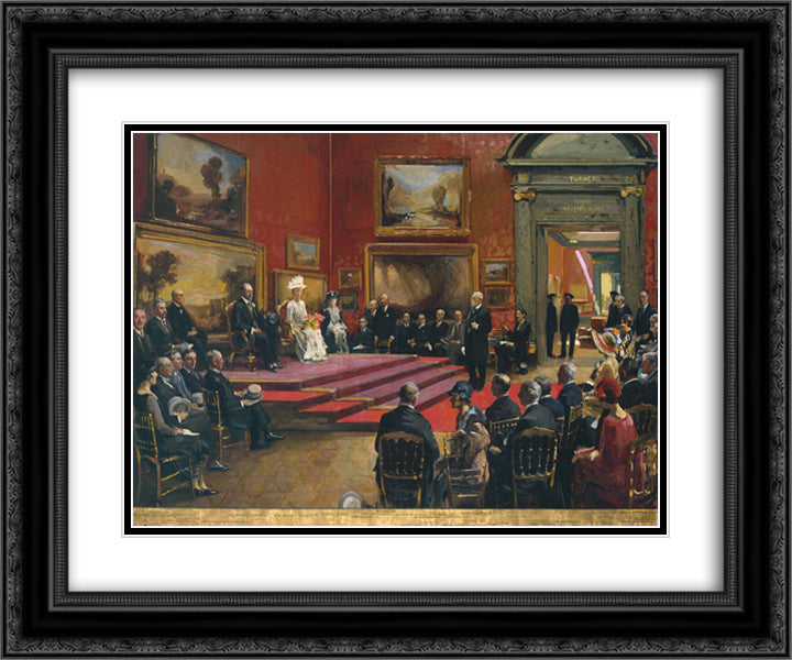 The Opening of the Modern Foreign and Sargent Galleries at the Tate Gallery, 26 June 1926 24x20 Black Ornate Wood Framed Art Print Poster with Double Matting by Lavery, John