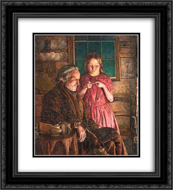 John Lee-Grandfather's Comfort 20x22 Black Ornate Wood Framed Art Print Poster with Double Matting by Lee, John