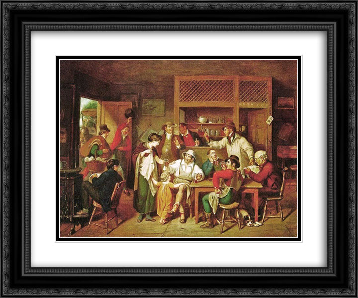 In an American Inn 24x20 Black Ornate Wood Framed Art Print Poster with Double Matting by Krimmel, John Lewis