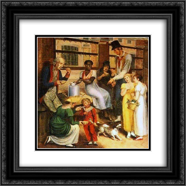 Pepper-Pot Woman at the Philadelphia Market 20x20 Black Ornate Wood Framed Art Print Poster with Double Matting by Krimmel, John Lewis