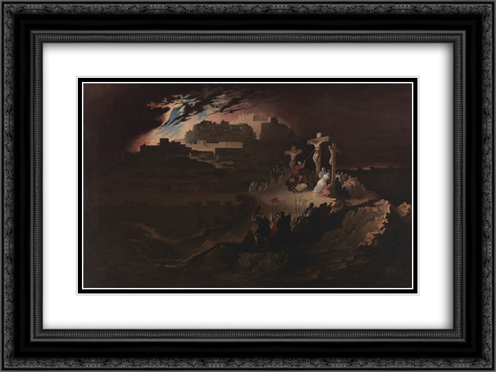 Calvary 24x18 Black Ornate Wood Framed Art Print Poster with Double Matting by Martin, John