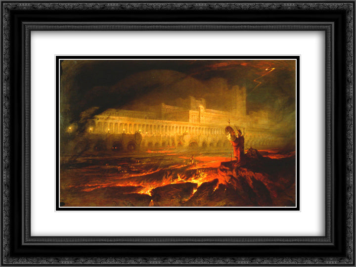 Pandemonium 24x18 Black Ornate Wood Framed Art Print Poster with Double Matting by Martin, John