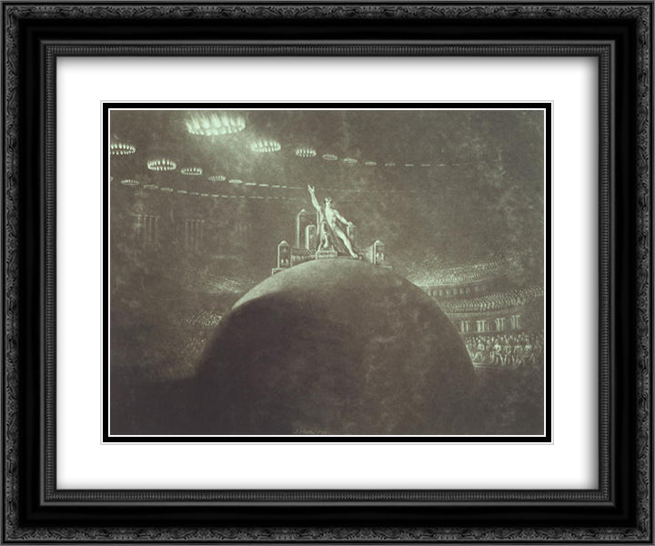 Satan Presiding at the Infernal Council 24x20 Black Ornate Wood Framed Art Print Poster with Double Matting by Martin, John