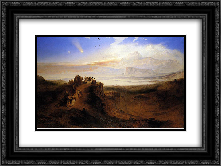 The Eve of the Deluge 24x18 Black Ornate Wood Framed Art Print Poster with Double Matting by Martin, John