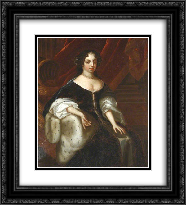 Catherine of Braganza, Queen Consort of Charles II 20x22 Black Ornate Wood Framed Art Print Poster with Double Matting by Riley, John