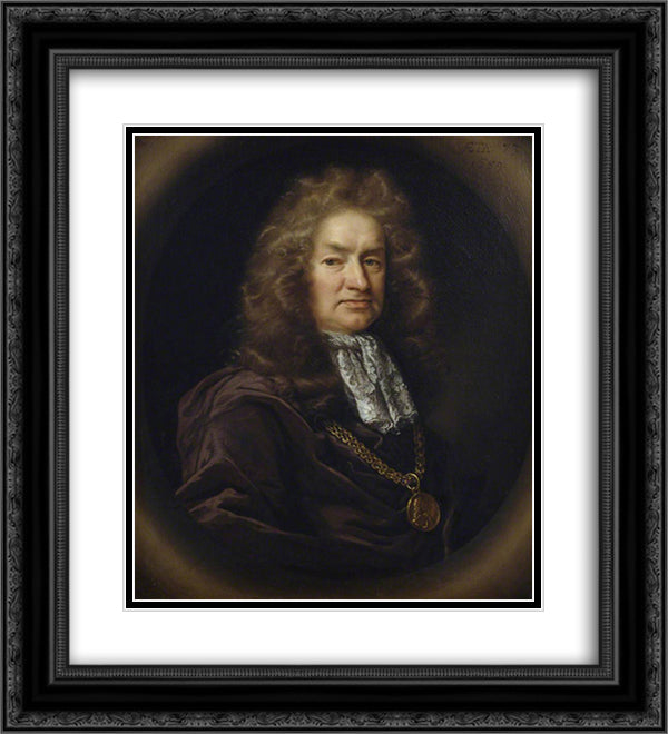 Elias Ashmole 20x22 Black Ornate Wood Framed Art Print Poster with Double Matting by Riley, John