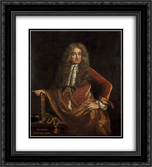 Elias Ashmole 20x22 Black Ornate Wood Framed Art Print Poster with Double Matting by Riley, John