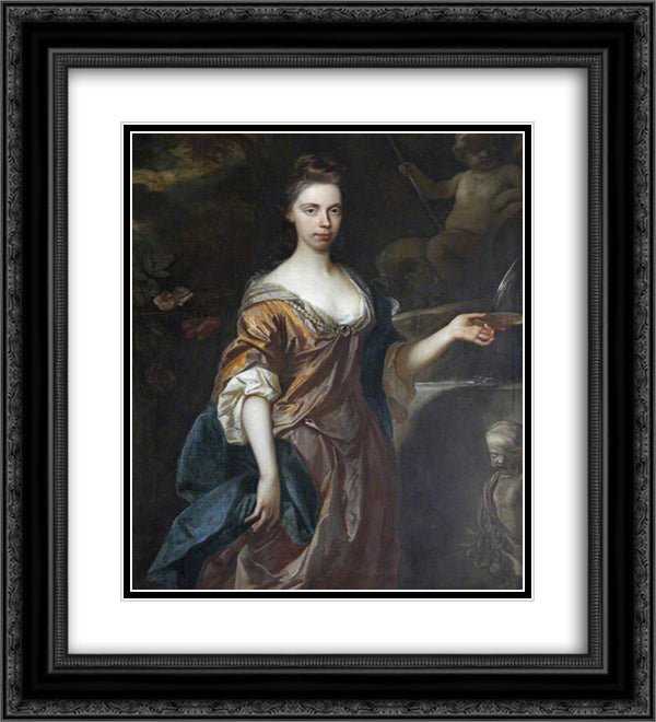 Mary Lake 20x22 Black Ornate Wood Framed Art Print Poster with Double Matting by Riley, John