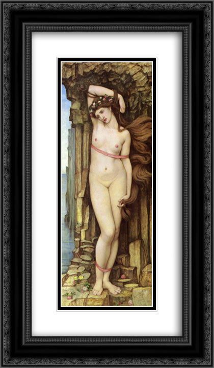 Andromeda 14x24 Black Ornate Wood Framed Art Print Poster with Double Matting by Spencer Stanhope, John Roddam