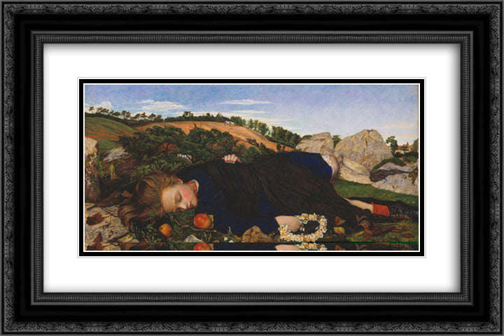 Robin of Modern Times 24x16 Black Ornate Wood Framed Art Print Poster with Double Matting by Spencer Stanhope, John Roddam