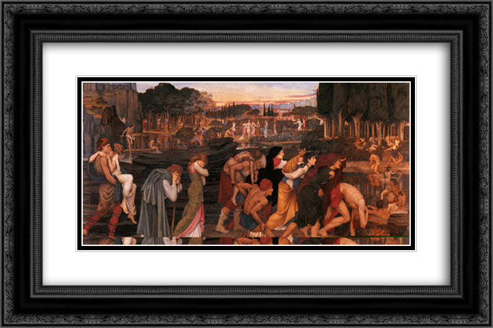 The Waters of Lethe by the Plains of Elysium 24x16 Black Ornate Wood Framed Art Print Poster with Double Matting by Spencer Stanhope, John Roddam