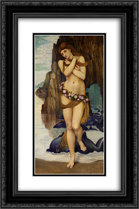 Venus Rising From The Sea 16x24 Black Ornate Wood Framed Art Print Poster with Double Matting by Spencer Stanhope, John Roddam