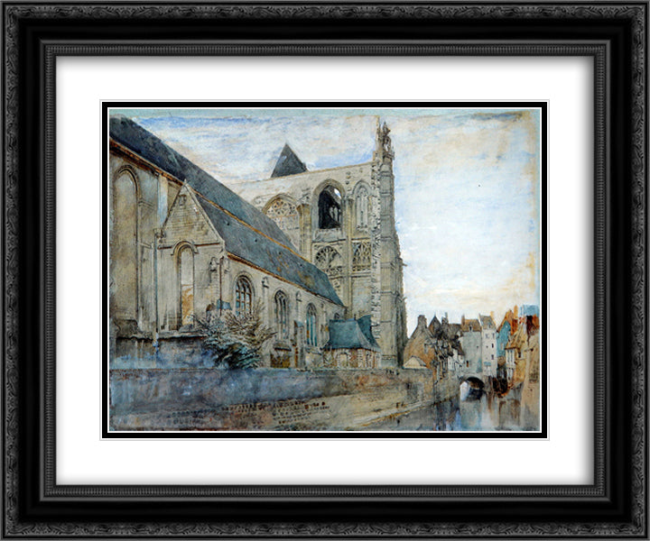 Abbeville Church of St Wulfran 24x20 Black Ornate Wood Framed Art Print Poster with Double Matting by Ruskin, John