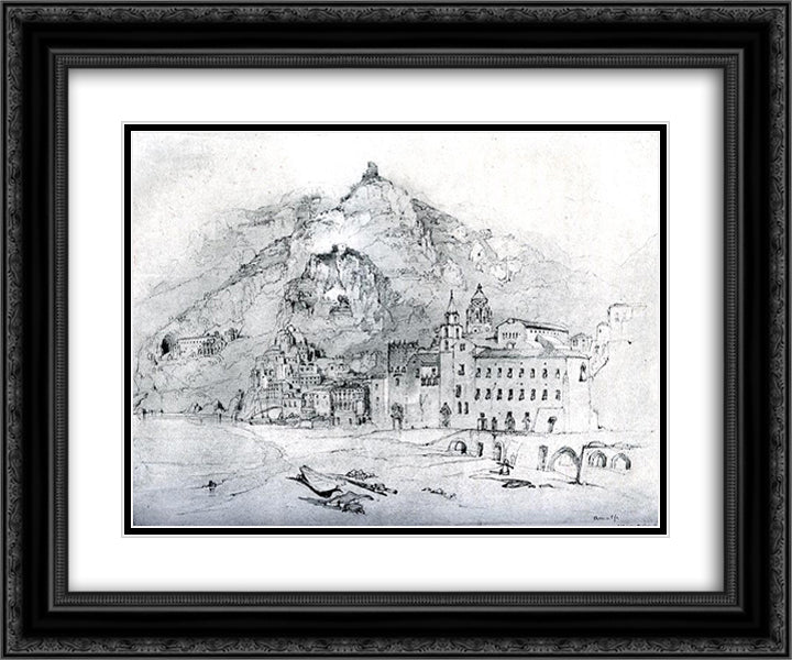 Amalfi 24x20 Black Ornate Wood Framed Art Print Poster with Double Matting by Ruskin, John