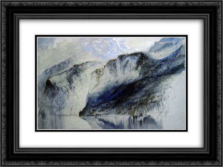 Bay of Uri, Lake of Lucerne 24x18 Black Ornate Wood Framed Art Print Poster with Double Matting by Ruskin, John