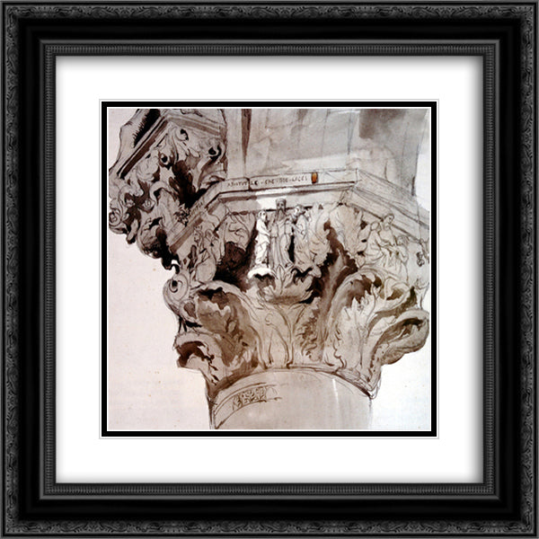 Capital 36 of the Ducal Palace 20x20 Black Ornate Wood Framed Art Print Poster with Double Matting by Ruskin, John