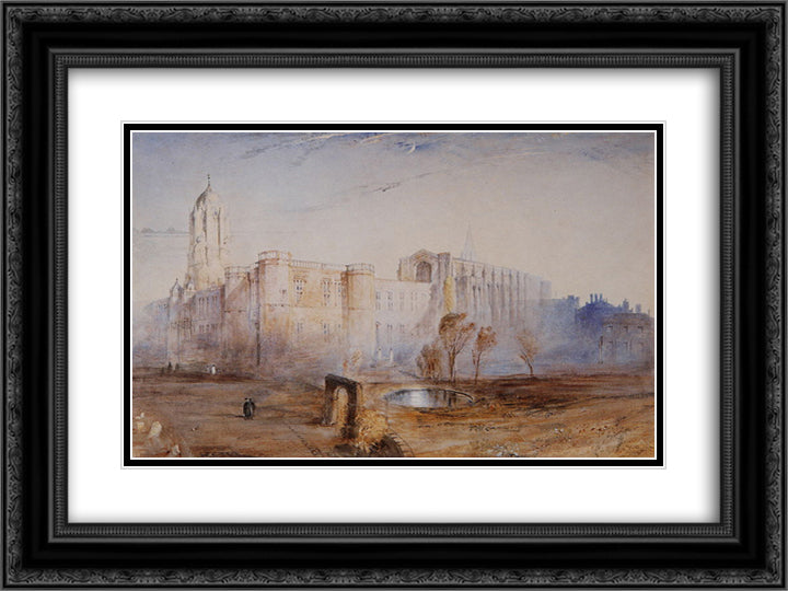 Christ Church from St Aldate 24x18 Black Ornate Wood Framed Art Print Poster with Double Matting by Ruskin, John