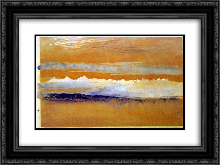 Dawn at Neuchatel 24x18 Black Ornate Wood Framed Art Print Poster with Double Matting by Ruskin, John