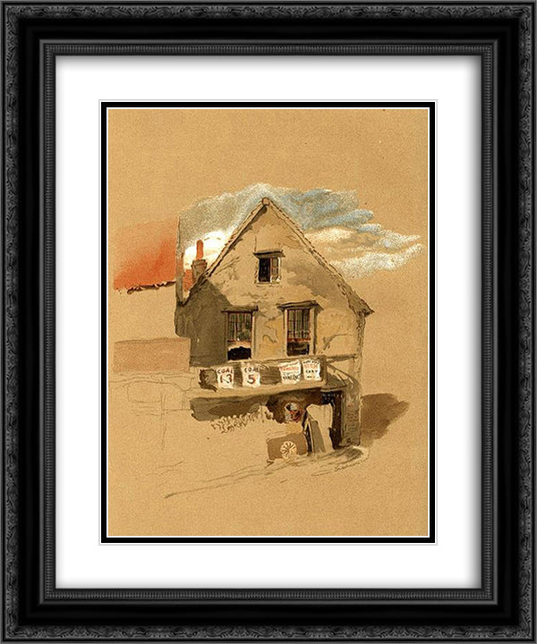 End of Market Street Croydon 20x24 Black Ornate Wood Framed Art Print Poster with Double Matting by Ruskin, John