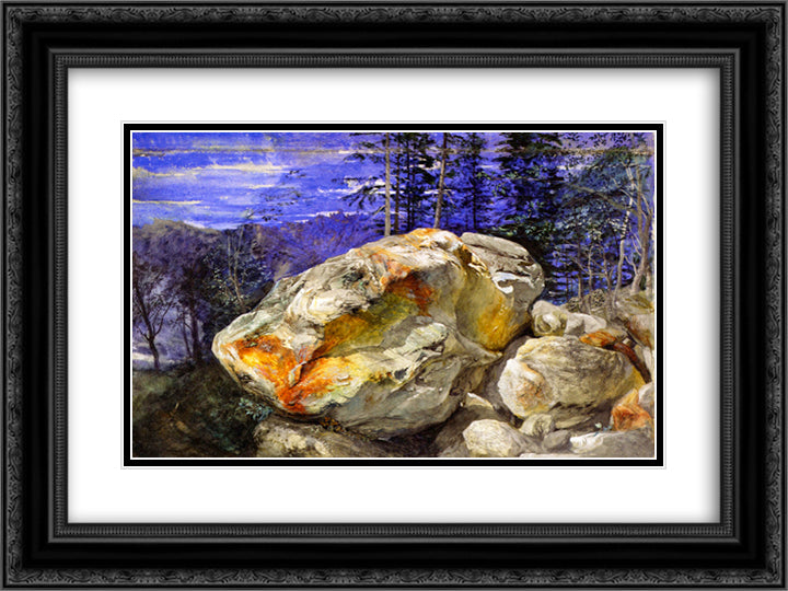 Fragment of the Alps 24x18 Black Ornate Wood Framed Art Print Poster with Double Matting by Ruskin, John