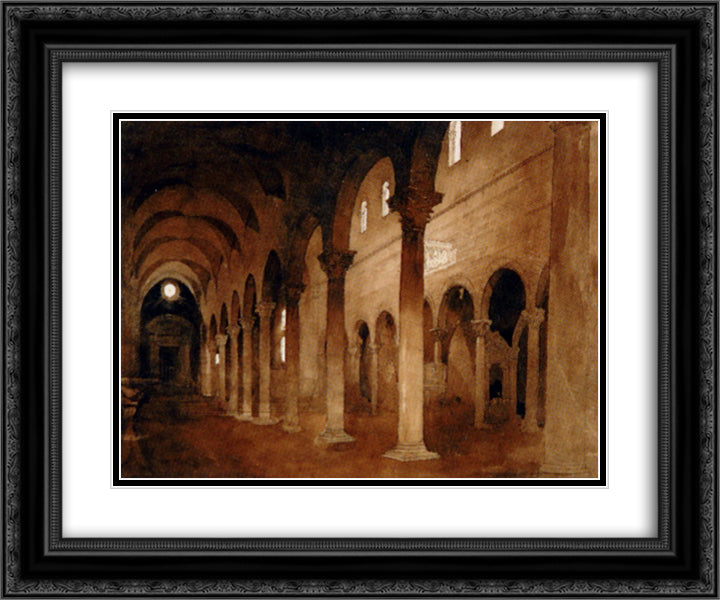 Interior of San Frediano Lucca 24x20 Black Ornate Wood Framed Art Print Poster with Double Matting by Ruskin, John