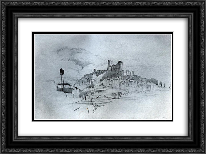 Itri 24x18 Black Ornate Wood Framed Art Print Poster with Double Matting by Ruskin, John