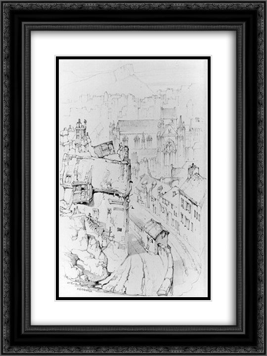 Lady Glenorchy's Chapel 18x24 Black Ornate Wood Framed Art Print Poster with Double Matting by Ruskin, John