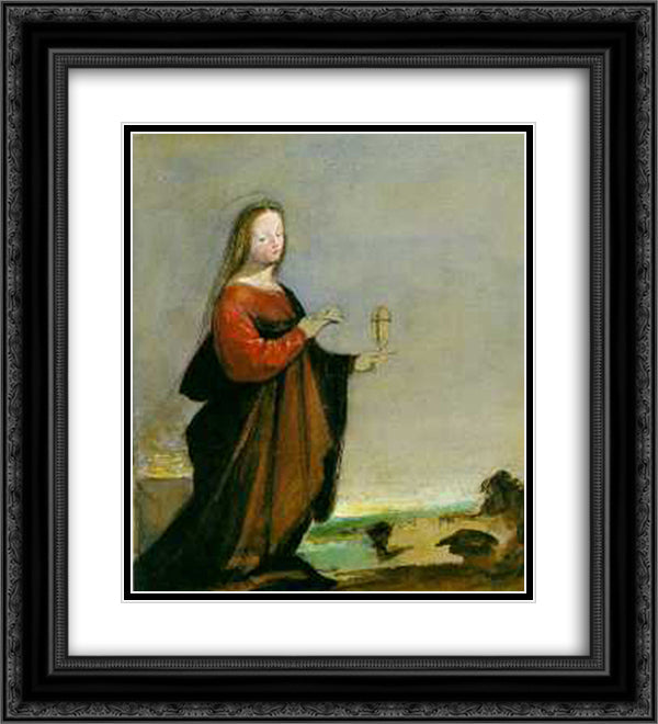 Mary Magdalene after Fra Bartolommeo 20x22 Black Ornate Wood Framed Art Print Poster with Double Matting by Ruskin, John
