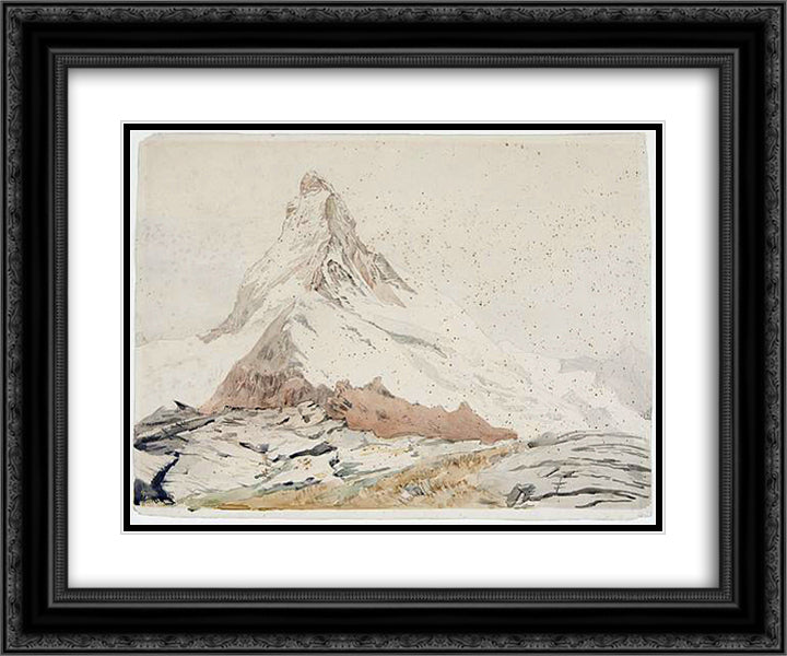Matterhorn 24x20 Black Ornate Wood Framed Art Print Poster with Double Matting by Ruskin, John
