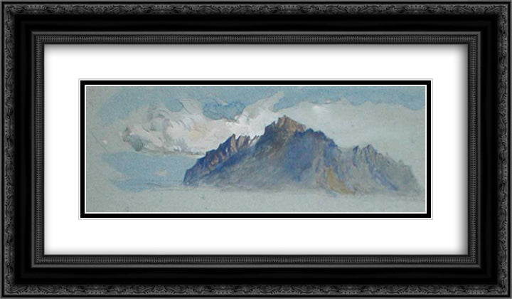 Mount Pilatus 24x14 Black Ornate Wood Framed Art Print Poster with Double Matting by Ruskin, John