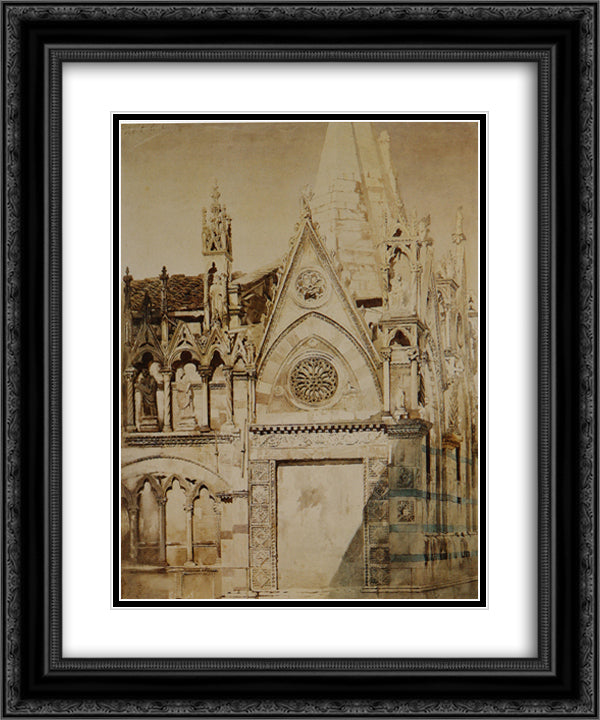 Part of Santa Maria della Spina Pisa 20x24 Black Ornate Wood Framed Art Print Poster with Double Matting by Ruskin, John