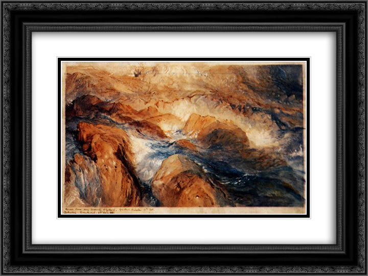 Rocks in Unrest 24x18 Black Ornate Wood Framed Art Print Poster with Double Matting by Ruskin, John