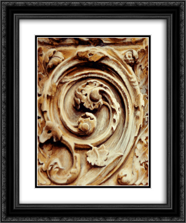 Spiral relief from the north transept door, Rouen Cathedral 20x24 Black Ornate Wood Framed Art Print Poster with Double Matting by Ruskin, John