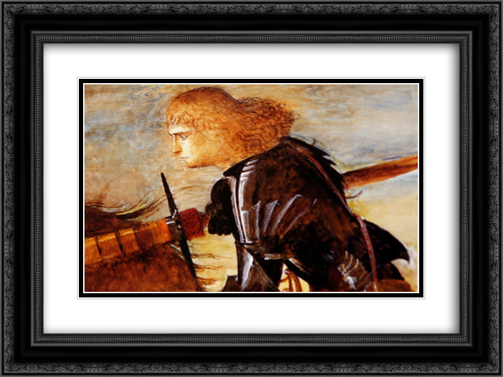 St. George, detail 24x18 Black Ornate Wood Framed Art Print Poster with Double Matting by Ruskin, John