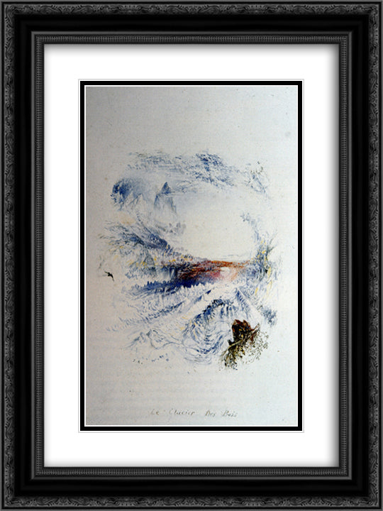 The Glacier des Bois 18x24 Black Ornate Wood Framed Art Print Poster with Double Matting by Ruskin, John