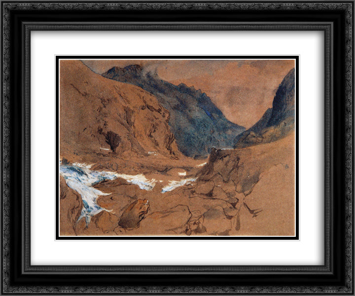 The Pass of Faido Ruskin 24x20 Black Ornate Wood Framed Art Print Poster with Double Matting by Ruskin, John