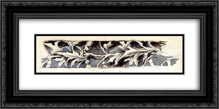 Under transept gallery 24x12 Black Ornate Wood Framed Art Print Poster with Double Matting by Ruskin, John