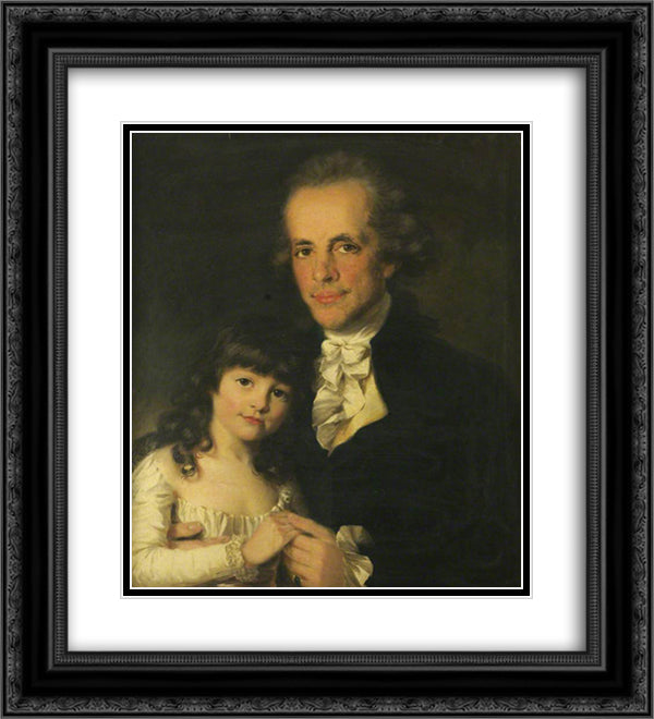 Colonel James Capper and His Daughter 20x22 Black Ornate Wood Framed Art Print Poster with Double Matting by Russell, John