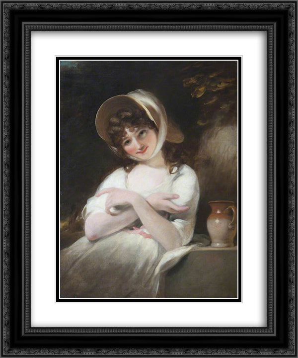 Portrait of an Unknown Girl in a White Dress 20x24 Black Ornate Wood Framed Art Print Poster with Double Matting by Russell, John