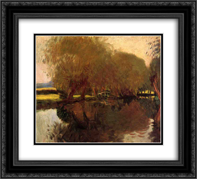 A Backwater at Calcot Near Reading 22x20 Black Ornate Wood Framed Art Print Poster with Double Matting by Sargent, John Singer