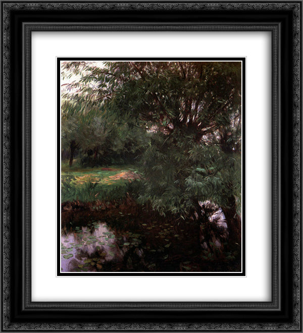 A Backwater at Wargrave 20x22 Black Ornate Wood Framed Art Print Poster with Double Matting by Sargent, John Singer
