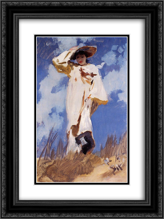 A Gust of Wind 18x24 Black Ornate Wood Framed Art Print Poster with Double Matting by Sargent, John Singer