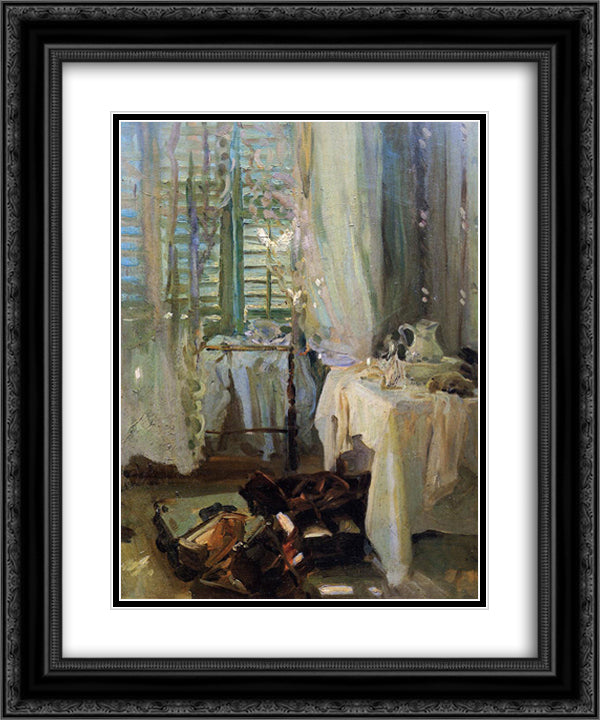 A Hotel Room 20x24 Black Ornate Wood Framed Art Print Poster with Double Matting by Sargent, John Singer
