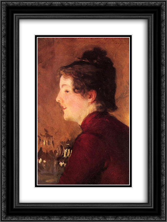 A Portrait of Violet 18x24 Black Ornate Wood Framed Art Print Poster with Double Matting by Sargent, John Singer